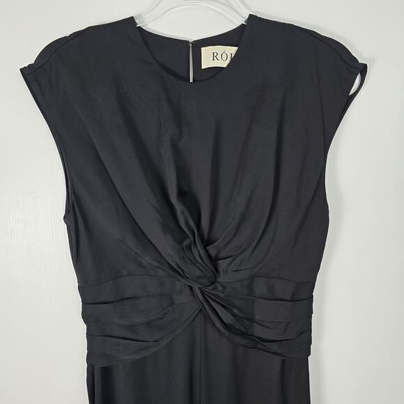 Róhe Black Sleeveless Maxi Dress Knot Front Draped Waist Size 36 NWT - Picture 4 of 11
